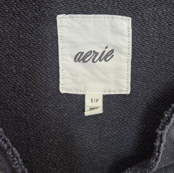 Aerie | Faded Washed Black Laced Up Sweatshirt Size Small - Picture 4 of 8